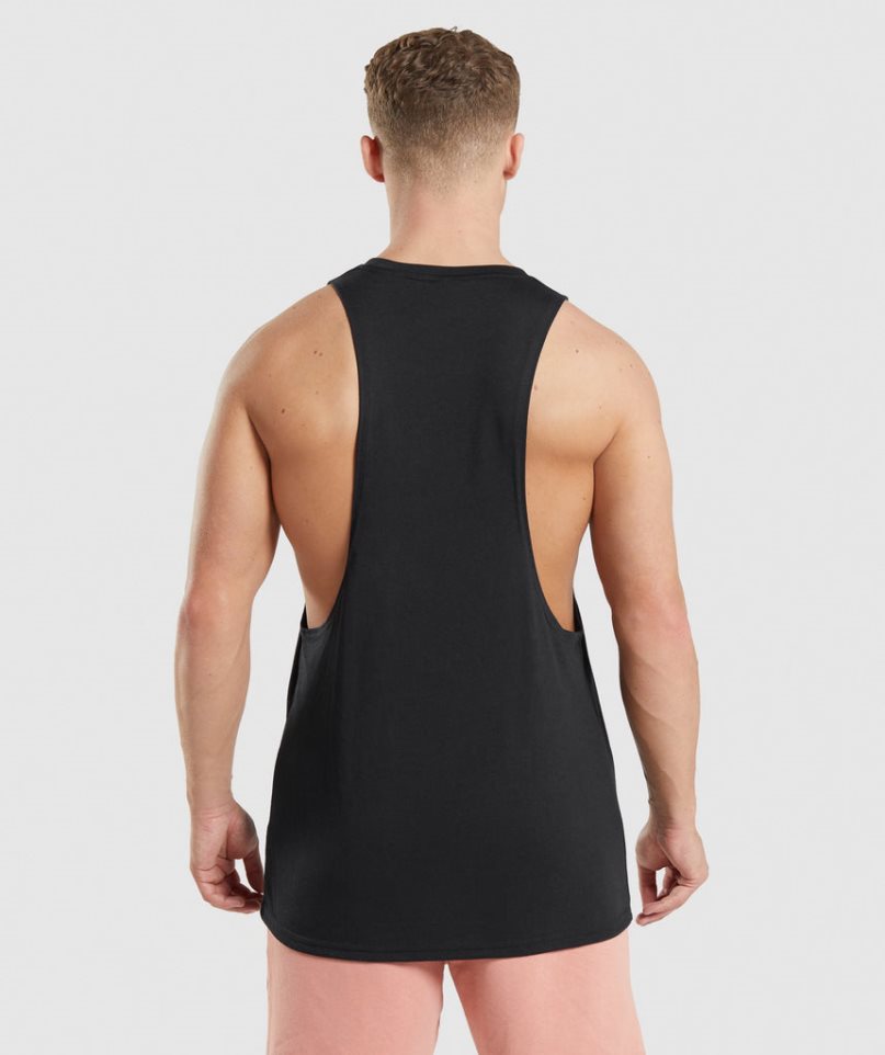 Men's Gymshark Legacy Drop Arm Tanks Black | NZ 2ZJGRL